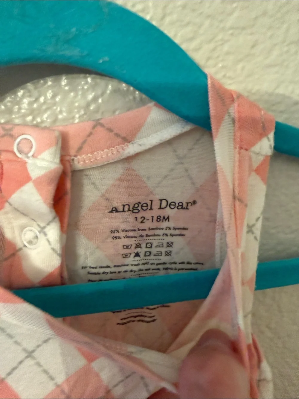 Angel Dear Coral and White Argyle Sleeveless Dress